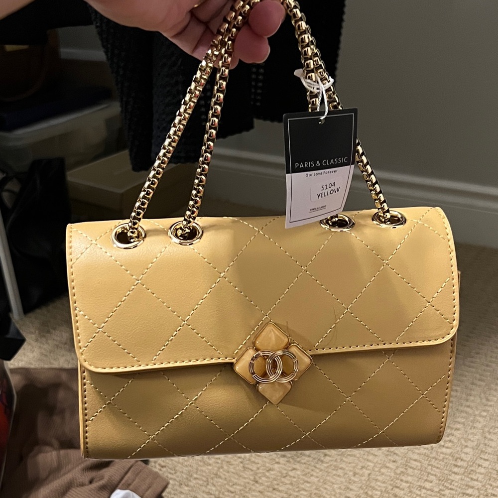 Yellow Quilted Chain Bag